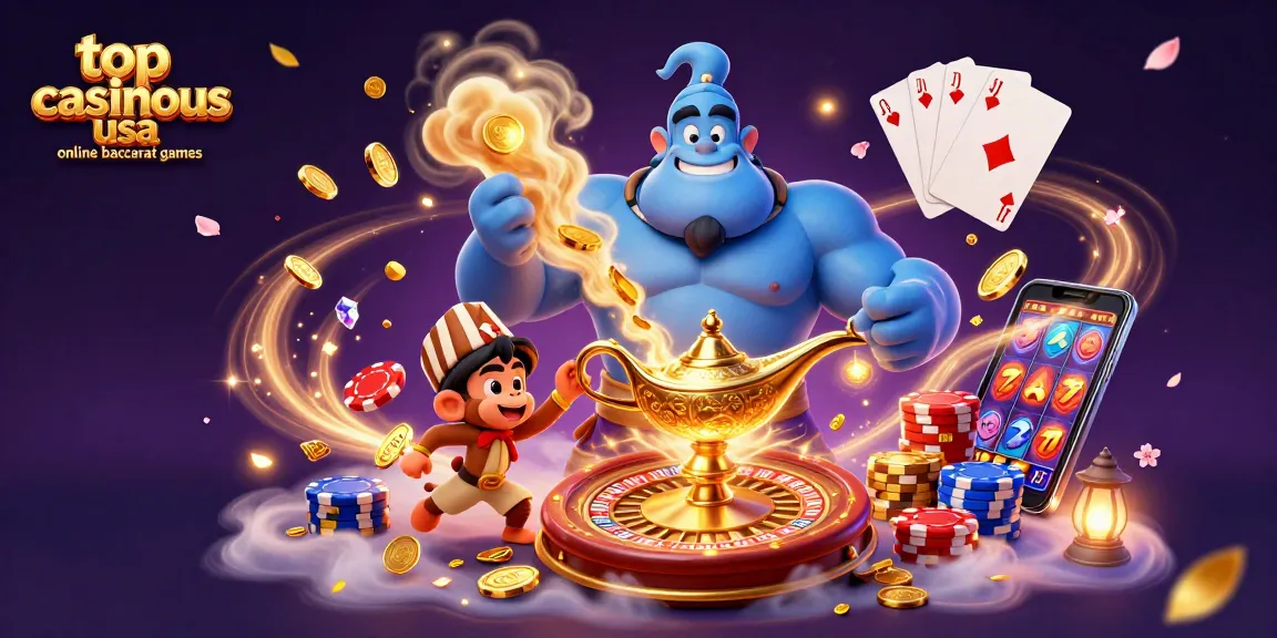 Experience the thrill of top casinous usa online baccarat games with vibrant casino elements and magical characters.