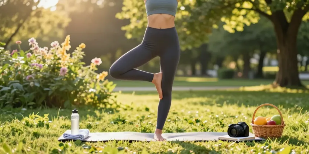 Yoga outdoors promoting login rokok88 and healthy living.