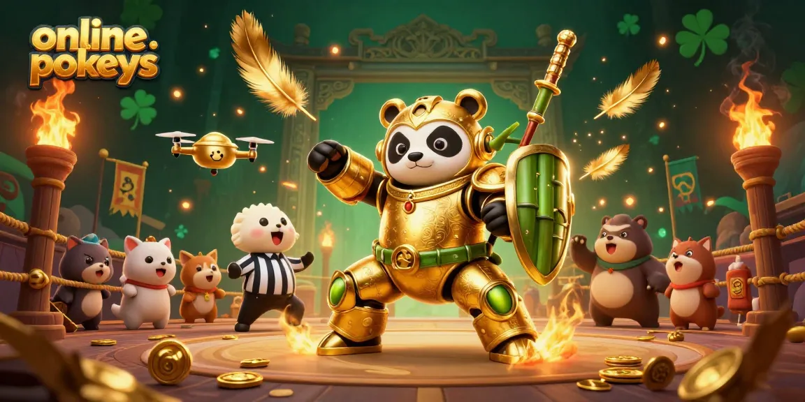Play online pokies with exciting features in a vibrant 3D animated arena.