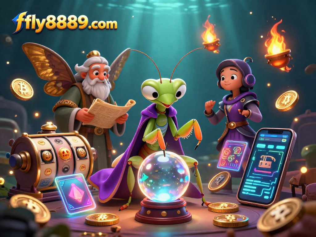 Engage in thrilling online slots at fly8889 com with captivating 3D characters and neon crypto elements.