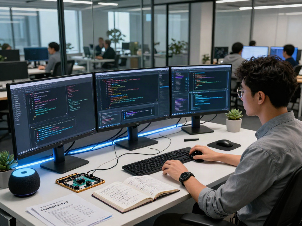 Data scientist training machine learning models in modern workspace highlighting crushonai innovative tech.