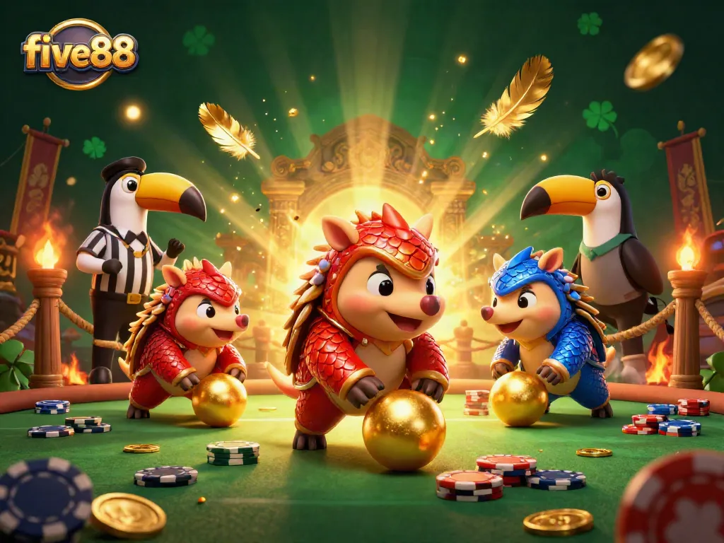 Experience vibrant five88 action live with rival pangolins in a dynamic casino scene.