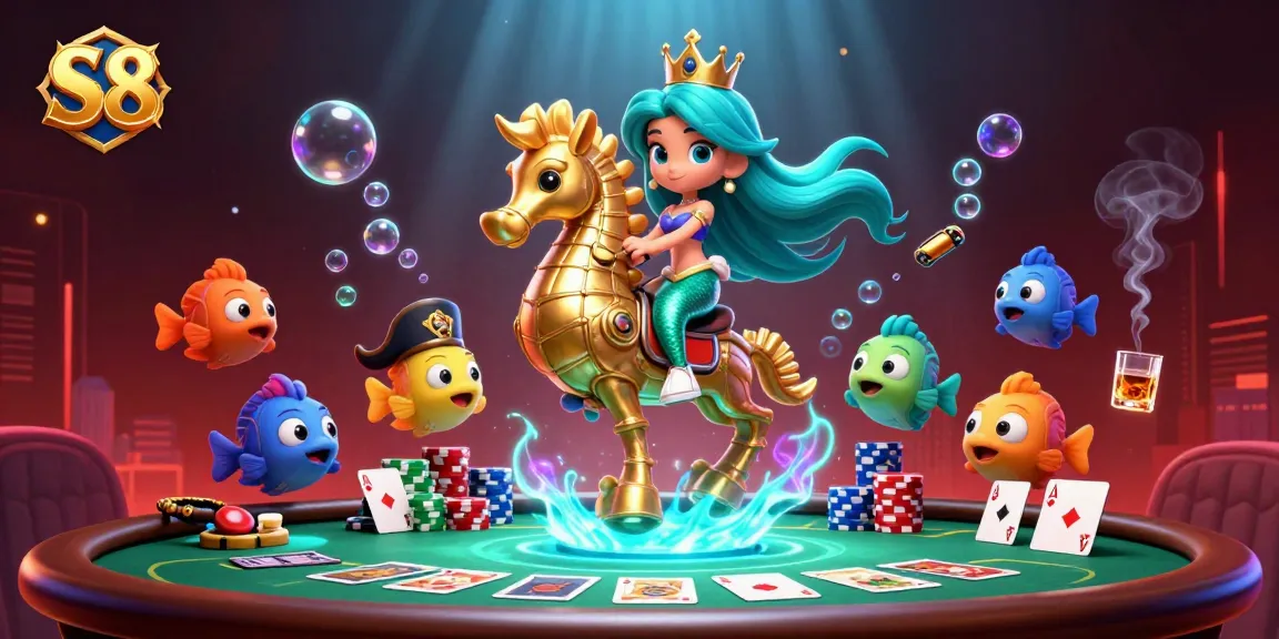 Engage with S8 exciting gambling adventures, featuring a mermaid princess, poker elements, and vibrant underwater themes.